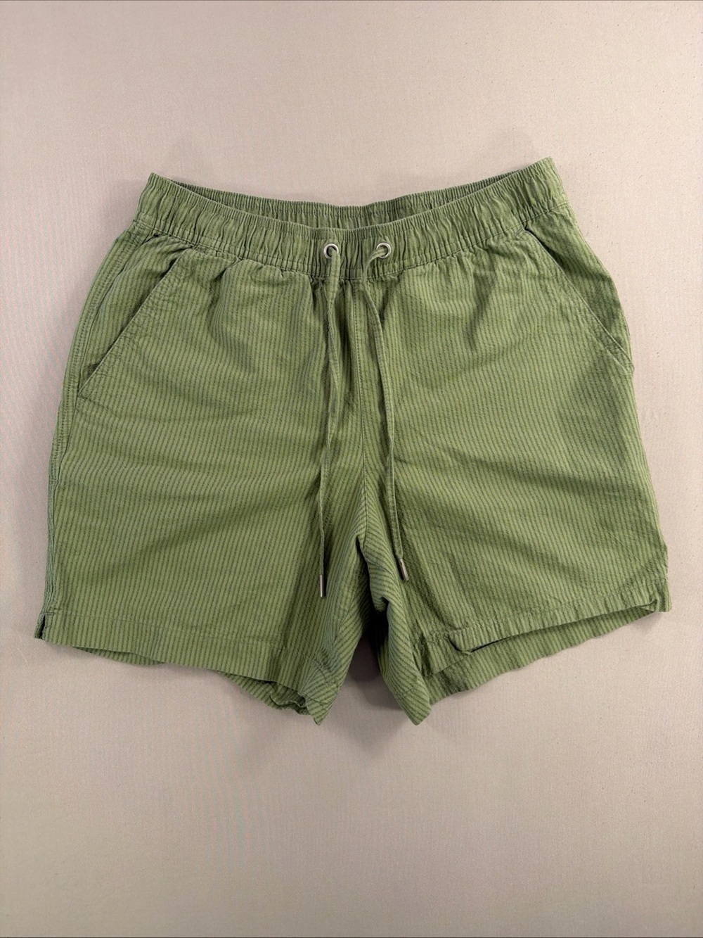 Drawstring Ribbed Skort in Light Olive Green